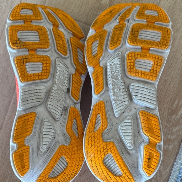 Hoka Women's Coral and Yellow Running Shoes - Picture 3 of 6